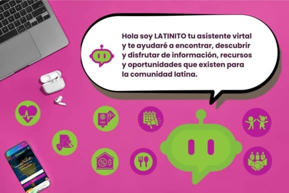 Latinito tu asistente virtual de LatinXConnect te ayuda a encontrar todo lo que necesitas desde información , recursos y oportunidades.